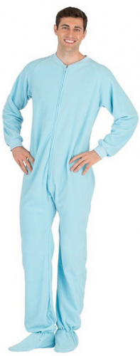 Footed Pajamas Baby Blue Adult Fleece