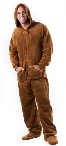 Footed Pajamas Teddy Bear Adult Hoodie One Piece